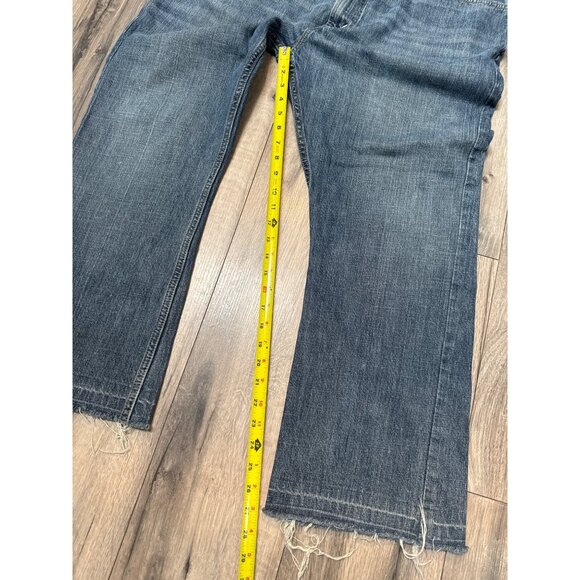 Levis 557 VTG Y2K Relaxed Boot Cut Jeans W40 L32* Raw Hem Cowboy Western Cut Blu - Picture 7 of 13